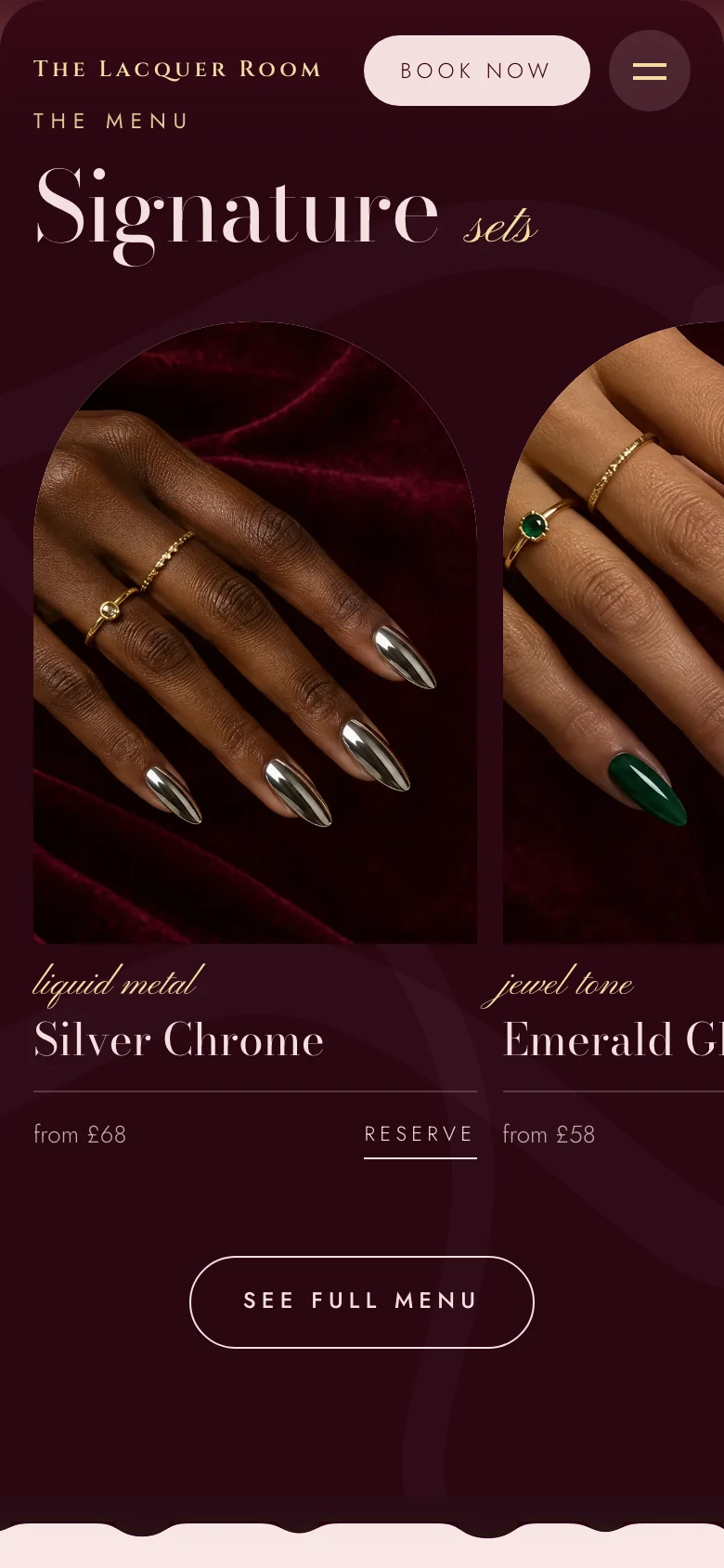 Signature sets carousel on a phone
