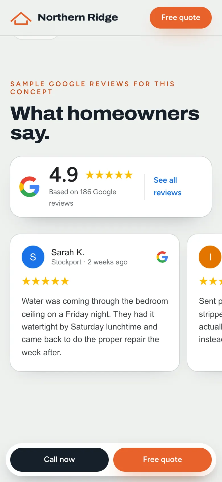 Google reviews on a phone
