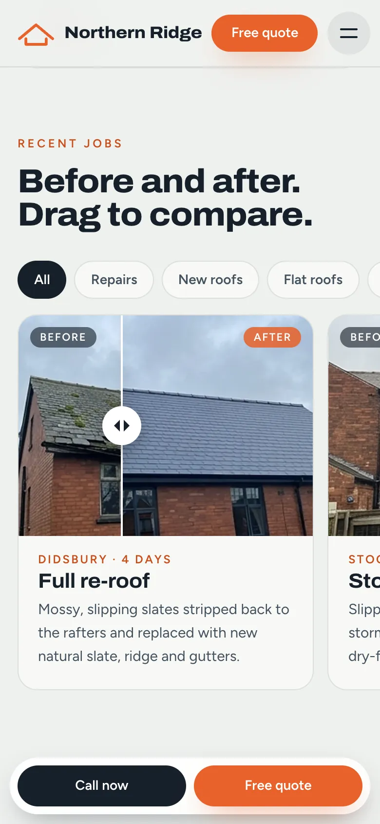 Before and after on a phone