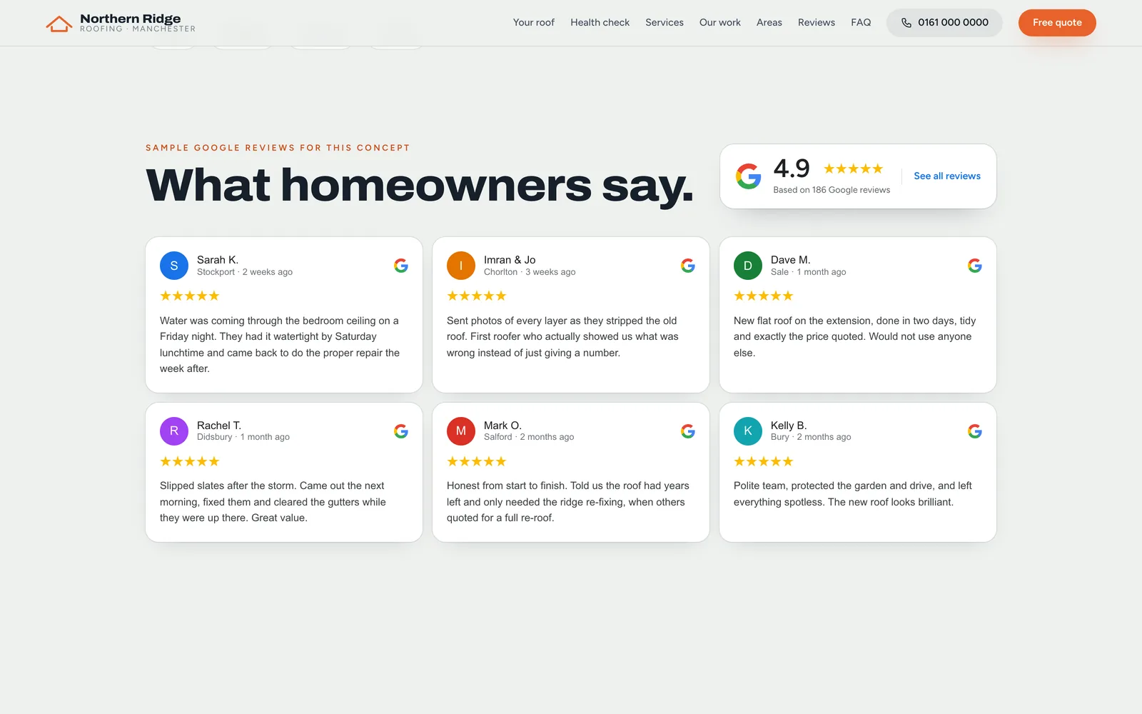Your Google rating, front and centre.